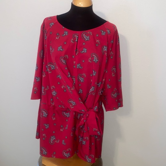 Lane Bryant Tops - Lane Bryant Hot Pink Paisley Tunic with Tie Detail